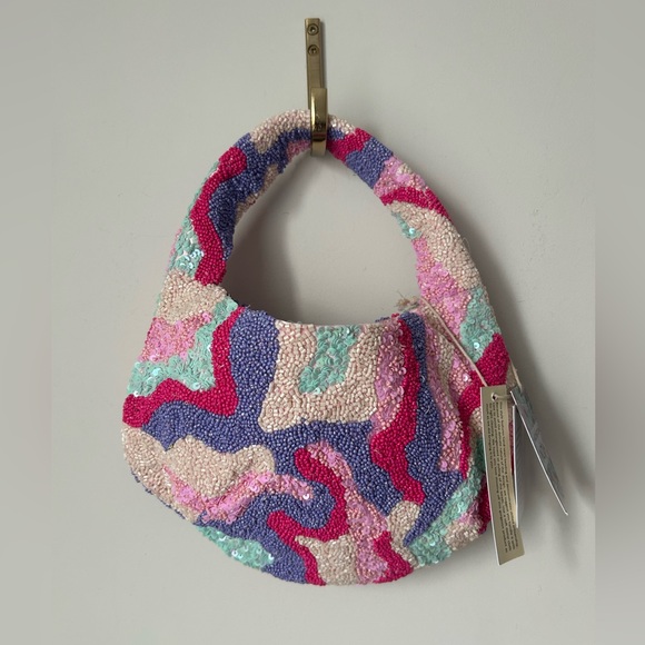 Handbags - Viral Beaded Pink purple swirl Bag
